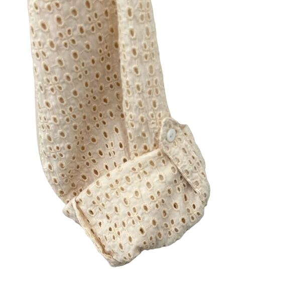 Sundance embroidered eyelet lace tab sleeve lagenlook blouse tunic top M - Picture 7 of 11